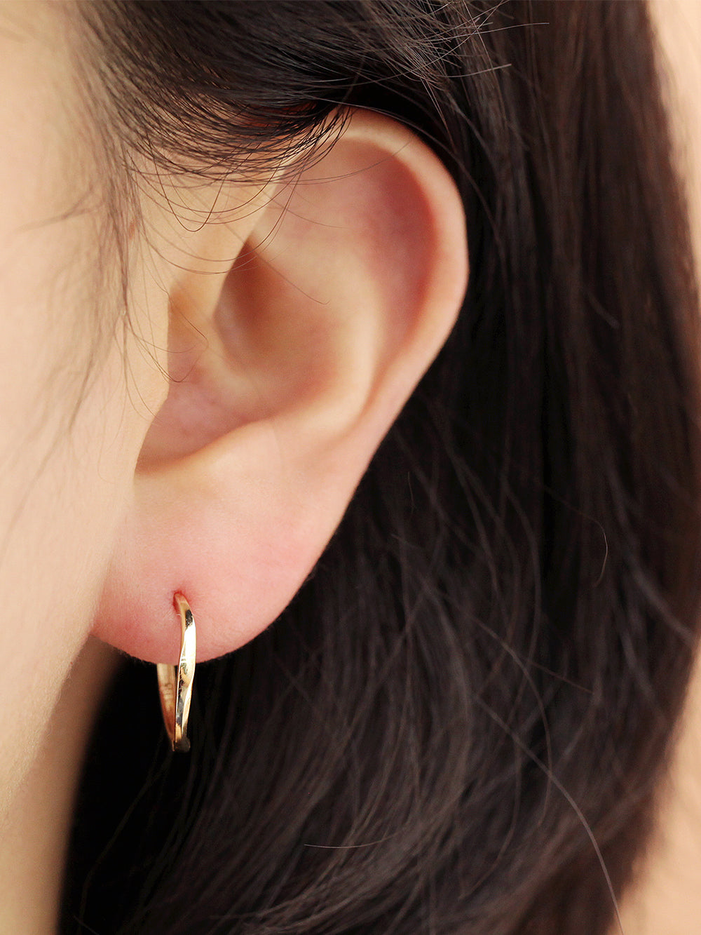 14K Gold Wave Hoop Earring