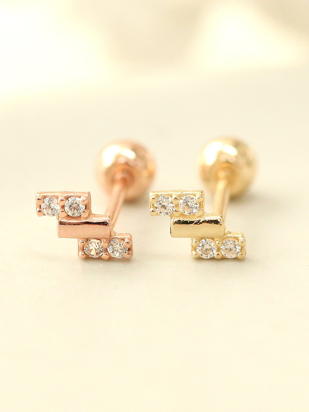 14K gold Mini Baguette Cubic cartilage earring 20g