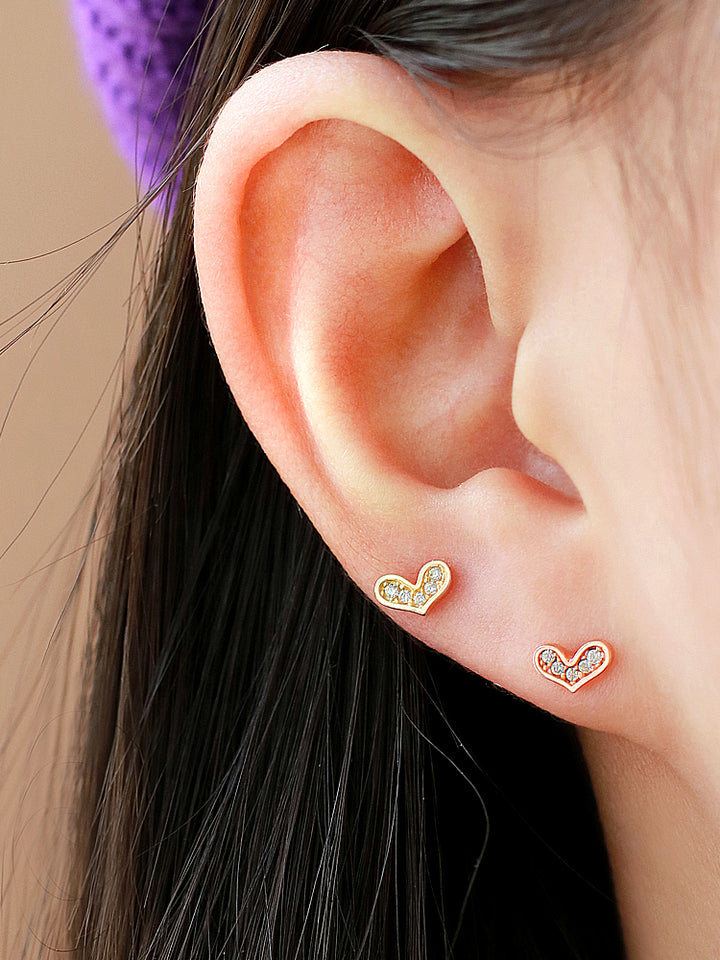 14K gold Lovely Heart cartilage earring 20g