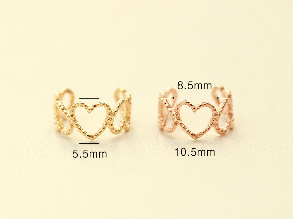 14K Gold Bubble Heart Ear Cuff