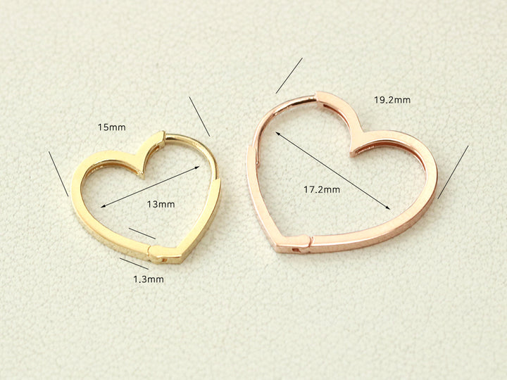 14K Gold Modern Heart Hoop Earring