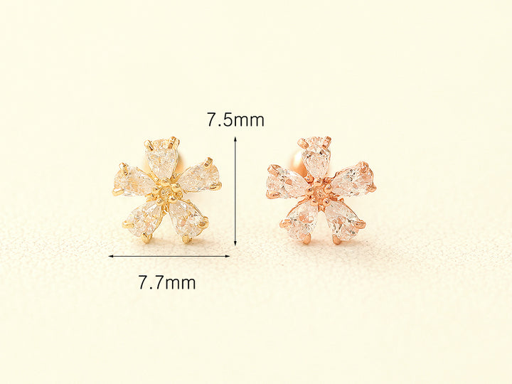 14K Gold Cosmos cartilage earring 20g