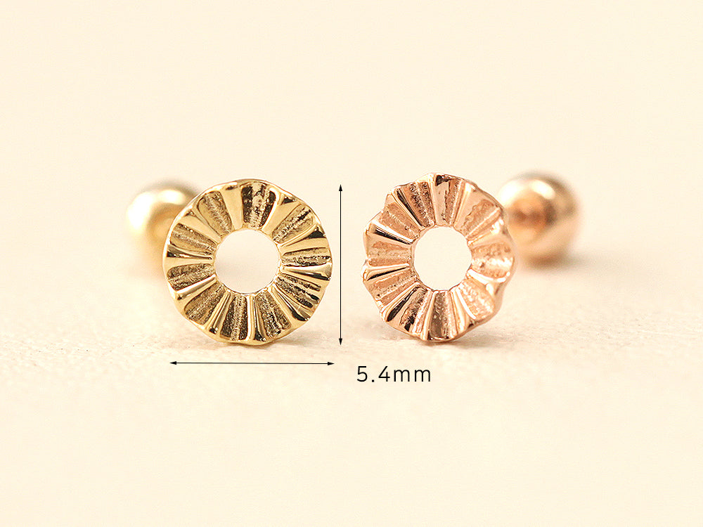 14K Gold Round Cutting Cartilage Earring 20G