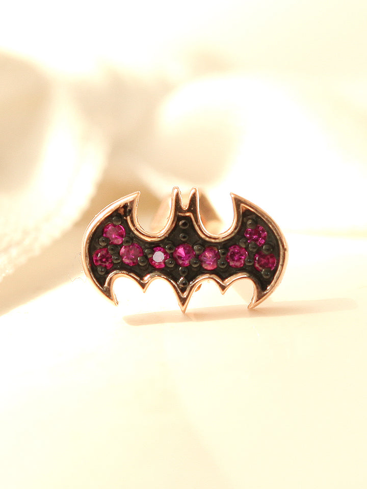 14K Gold Ruby Bat Cartilage Earring 18G16G