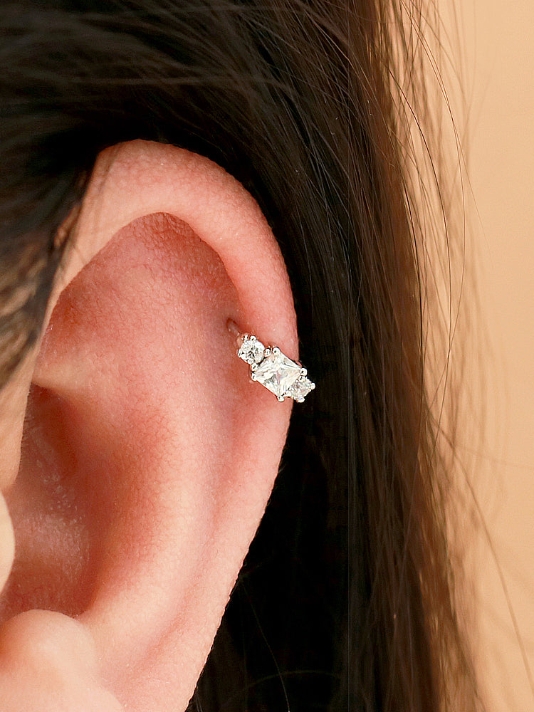 925 Silver Cubic Hoop Earring