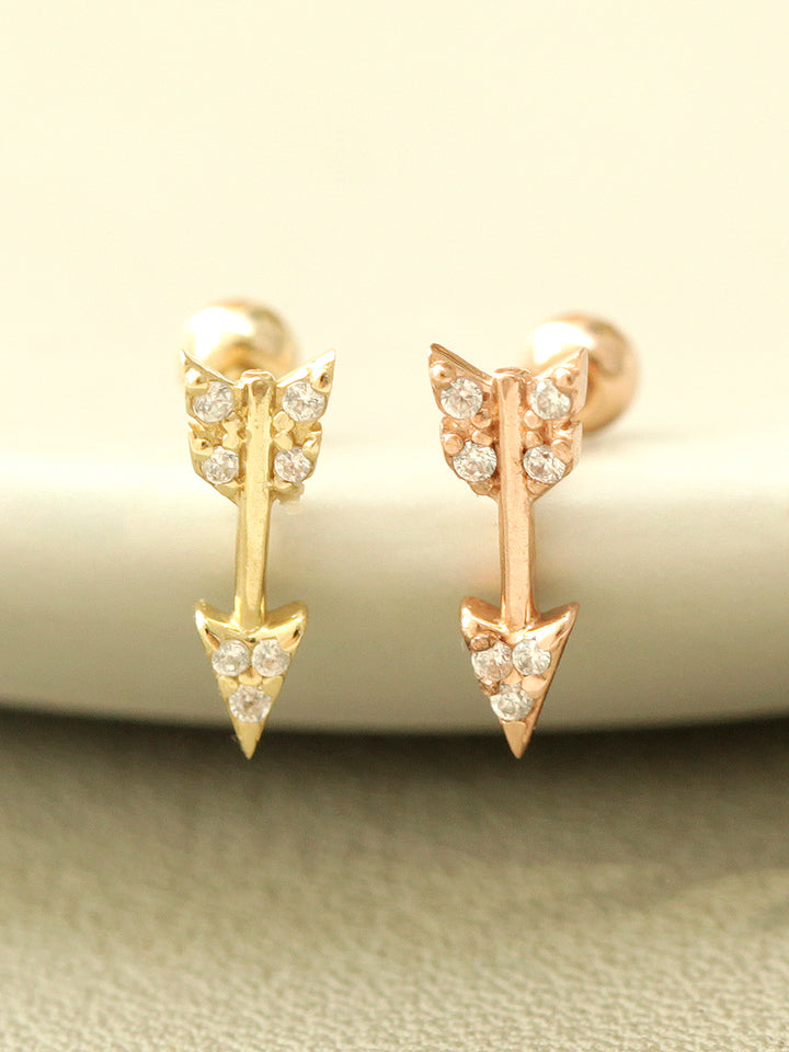 14K gold CUBIC ARROW cartilage earring 20g