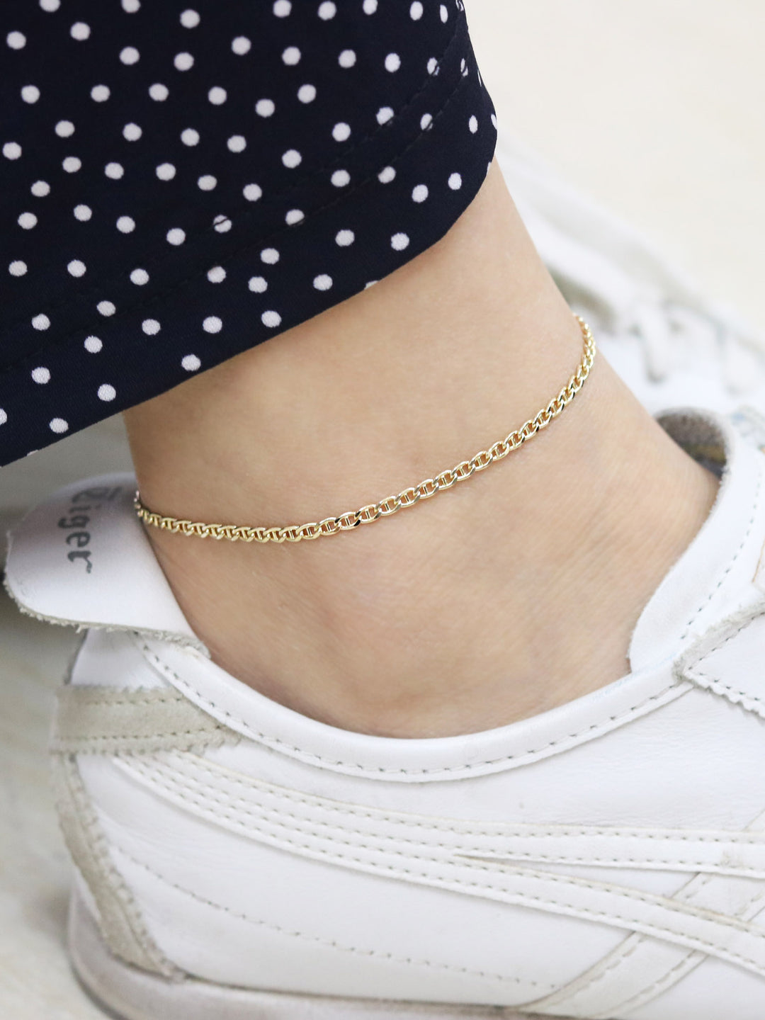 14K Gold Modern Chain Anklet bracelet