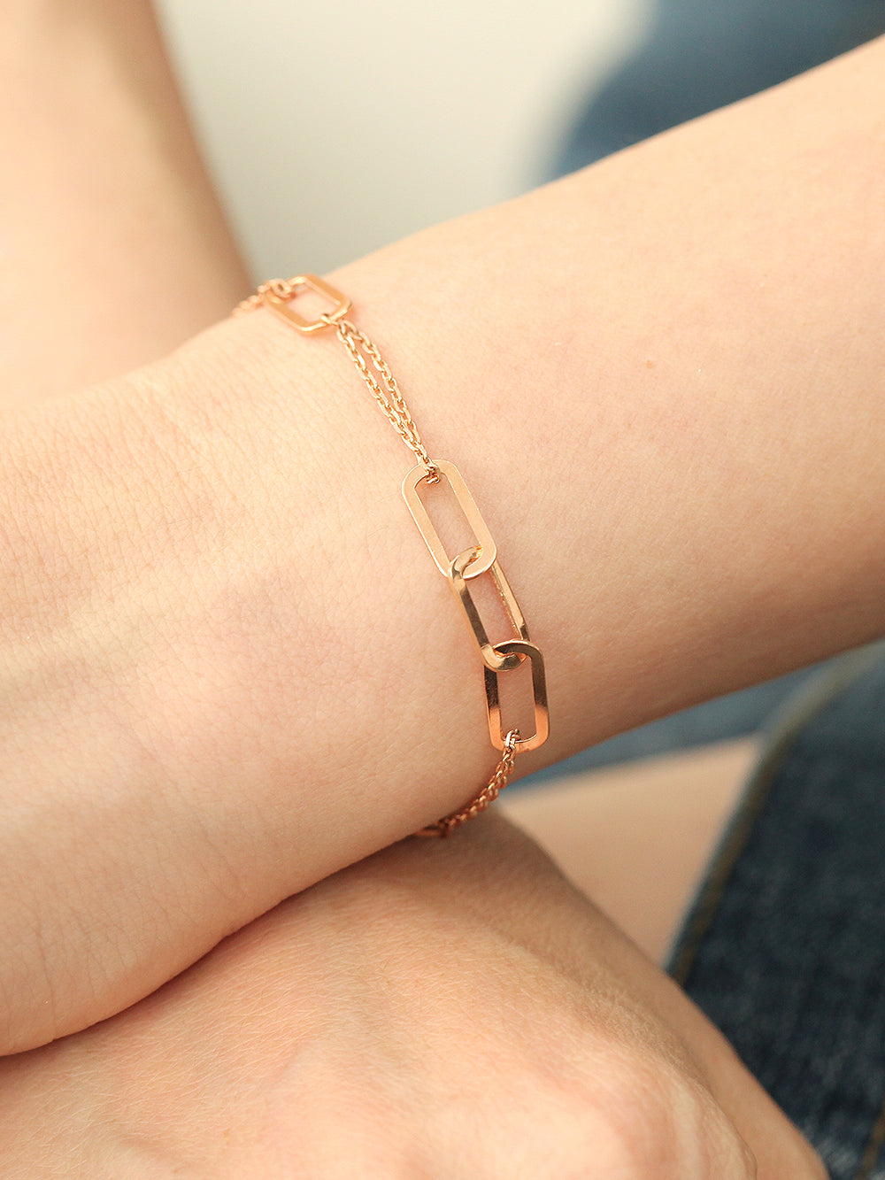 14K 18K Gold Clip Link Chain Bracelet