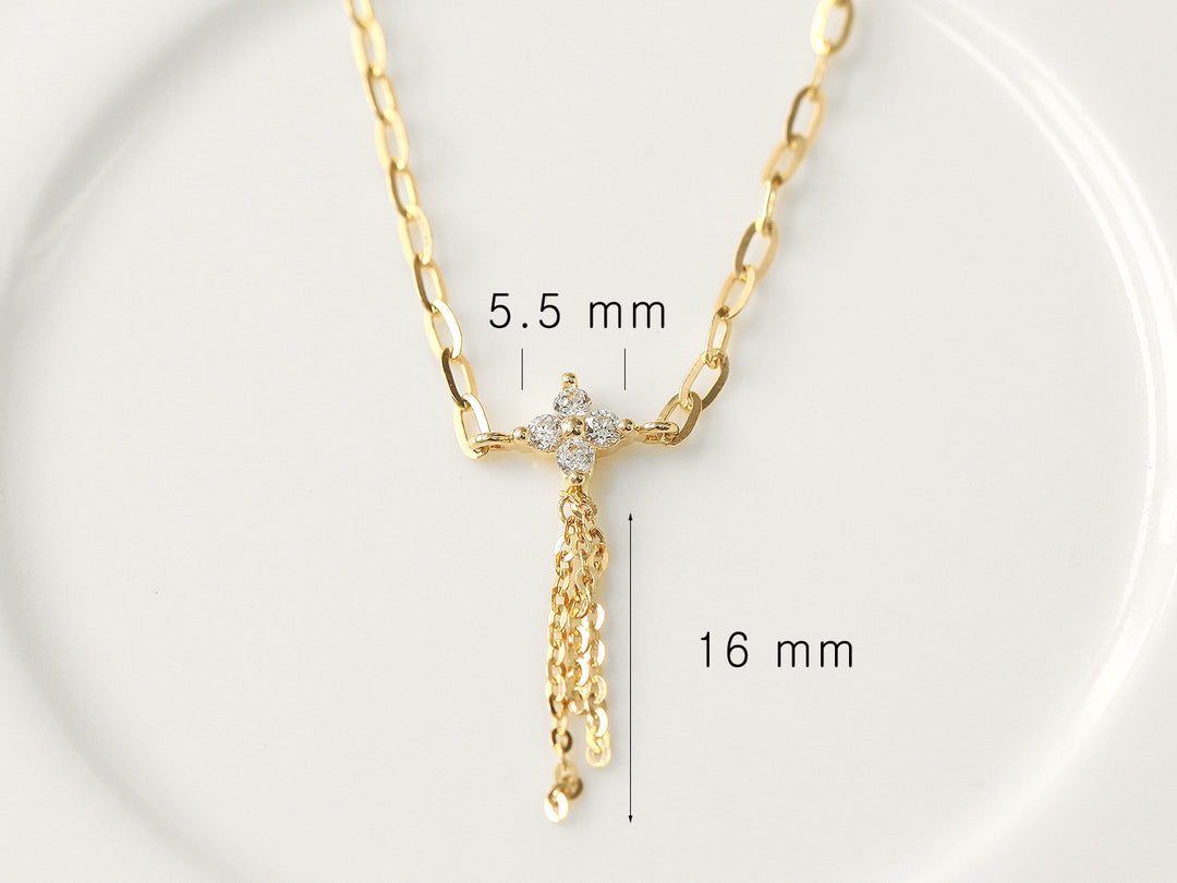 14K Gold Cubic Flower Chain Anklet