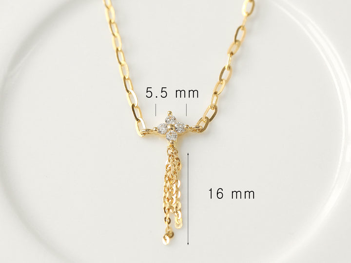 14K Gold Cubic Flower Chain Anklet