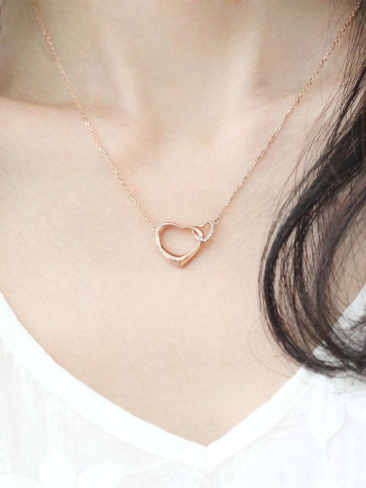 14K 18K Gold Double Heart Necklace