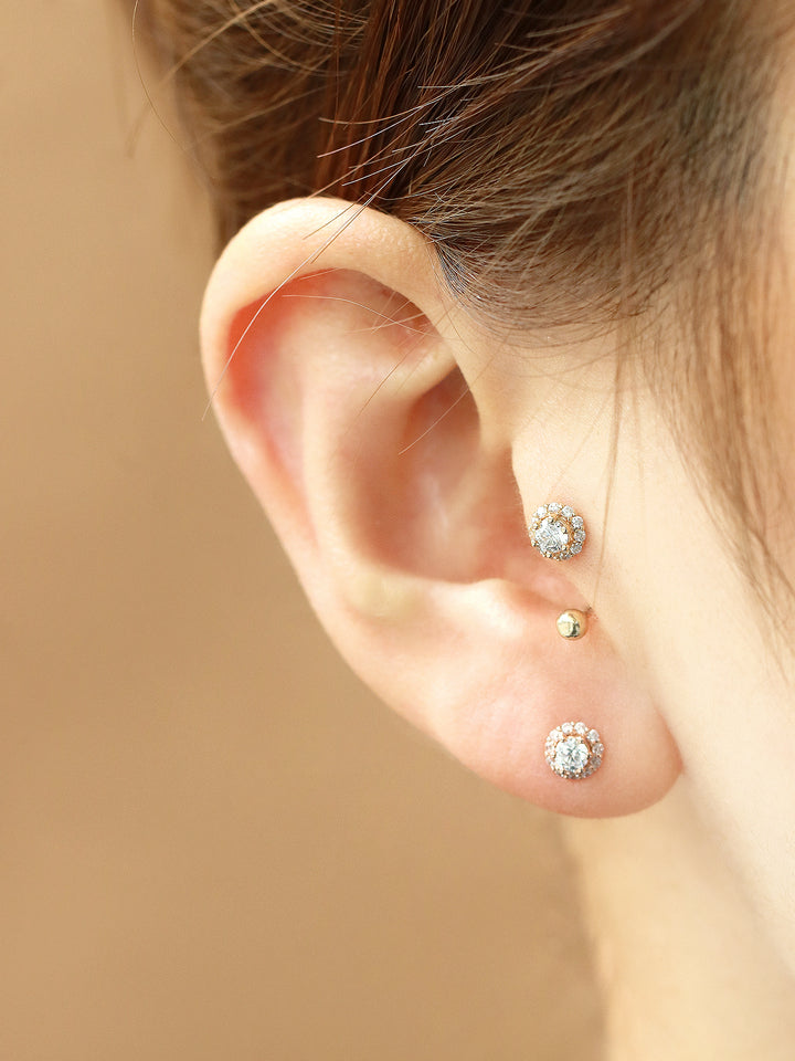 14K Gold Cubic Curve Tragus Piercing 18G16G