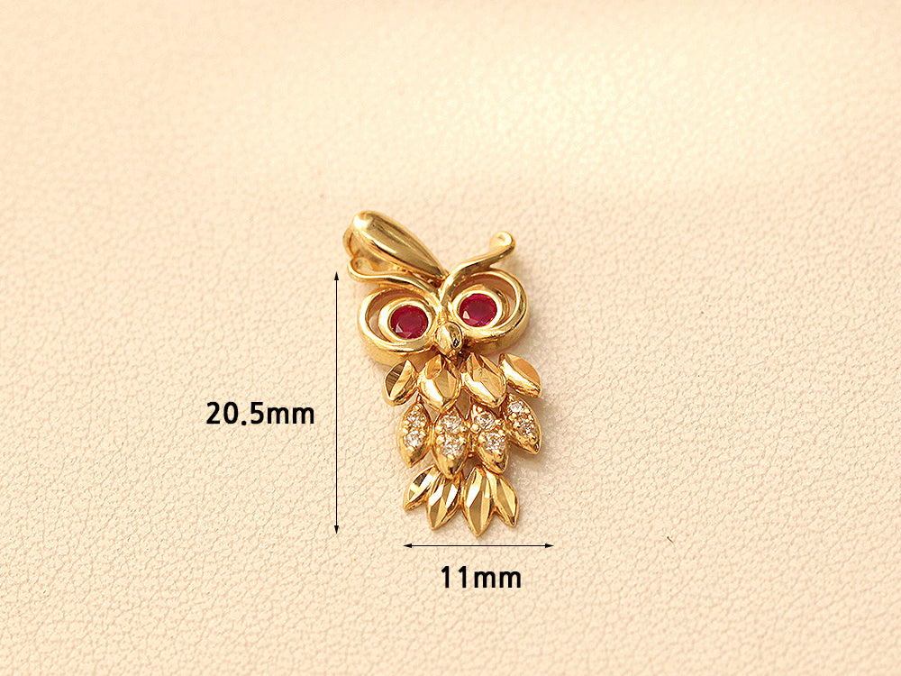 14K 18K Gold Owl Necklace Pendant