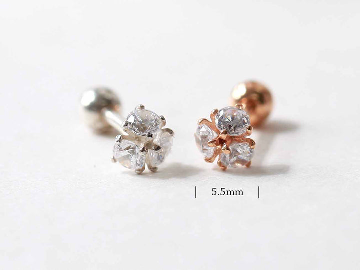 925 silver Triple Cubic cartilage earring 16g