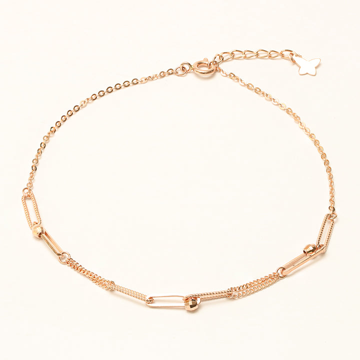 14K 18K Gold Cutting Ball Mixed Clip Chain Anklet