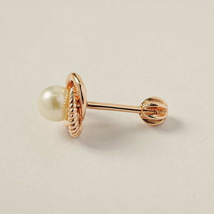 14K Gold Freesia Pearl Cartilage Earring 18G16G