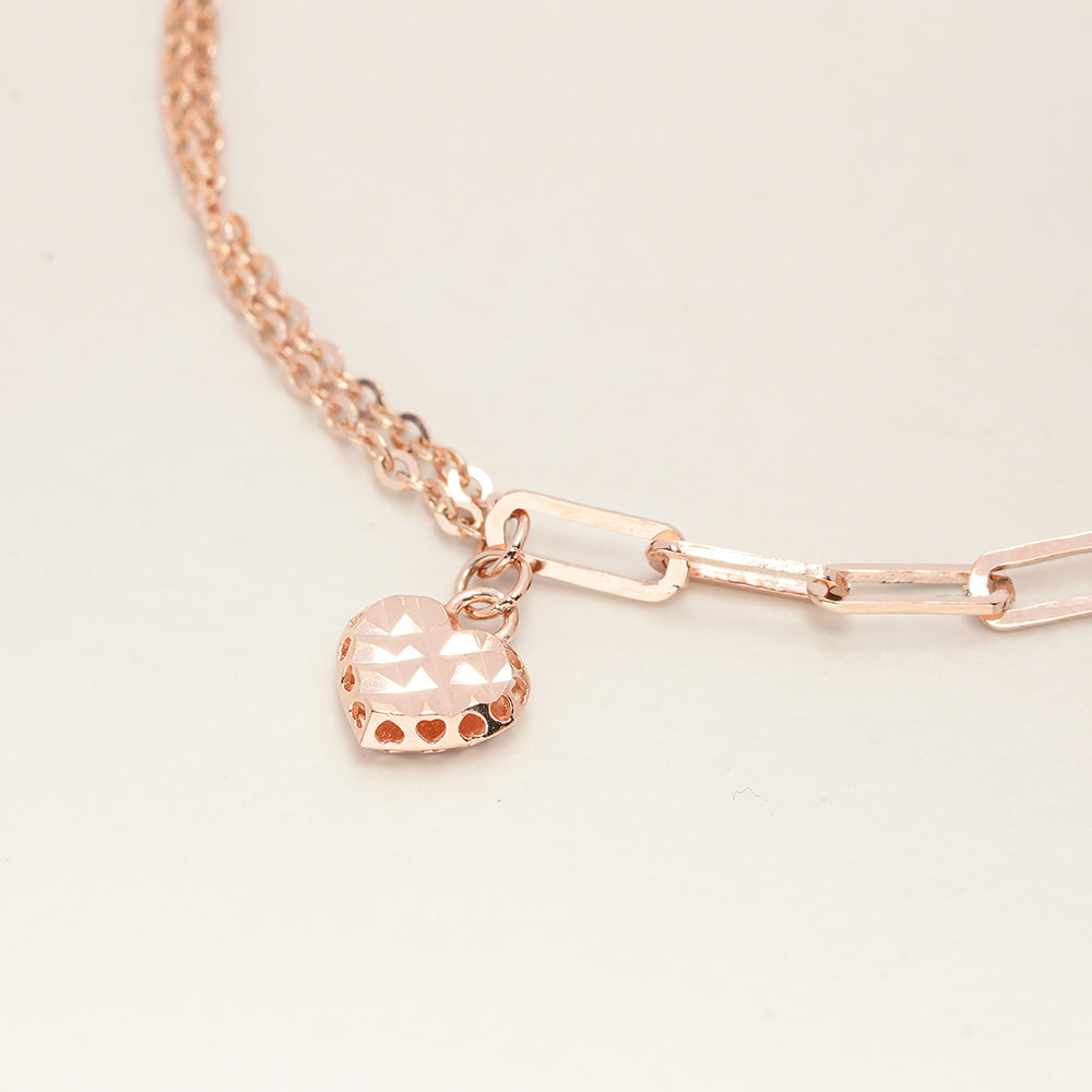 14K 18K Gold Cutting Heart Bracelet Anklet