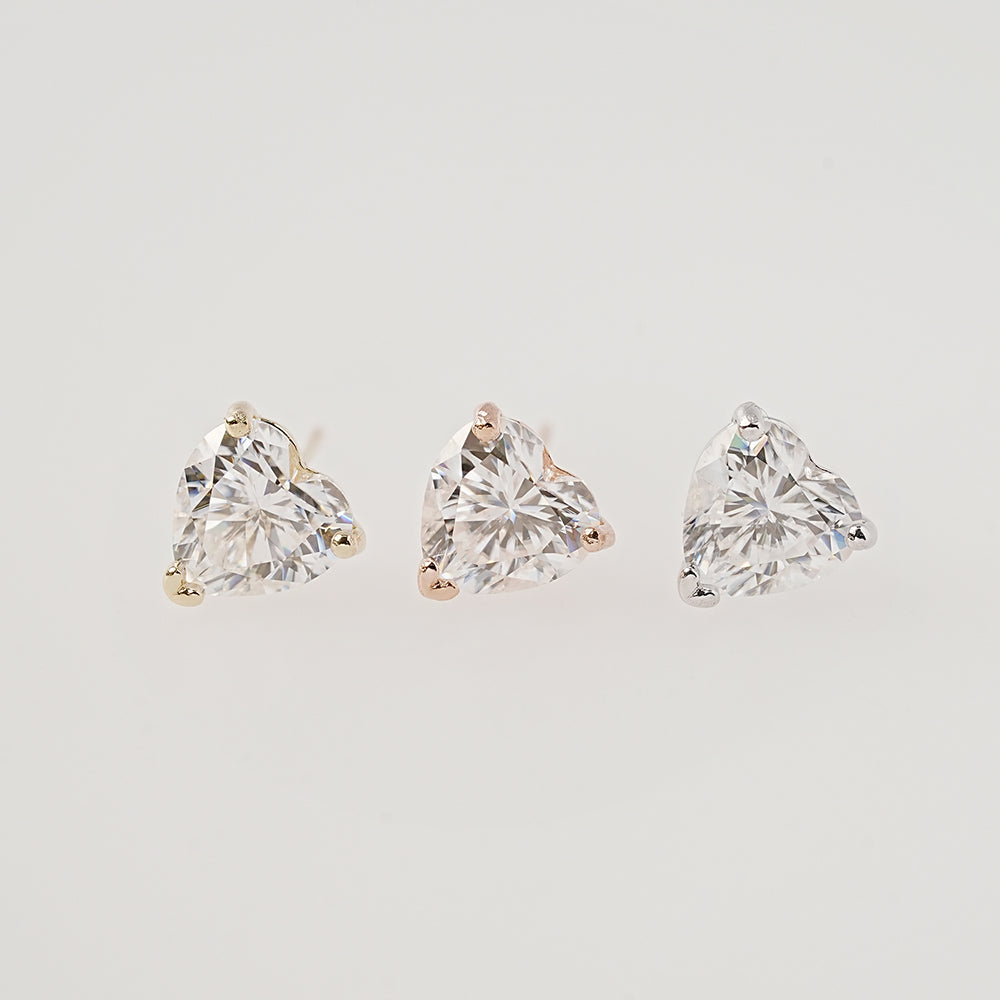 14K Gold Moissanite Glory Heart Stud Earring