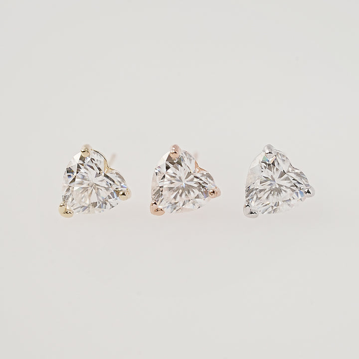 14K Gold Moissanite Glory Heart Stud Earring