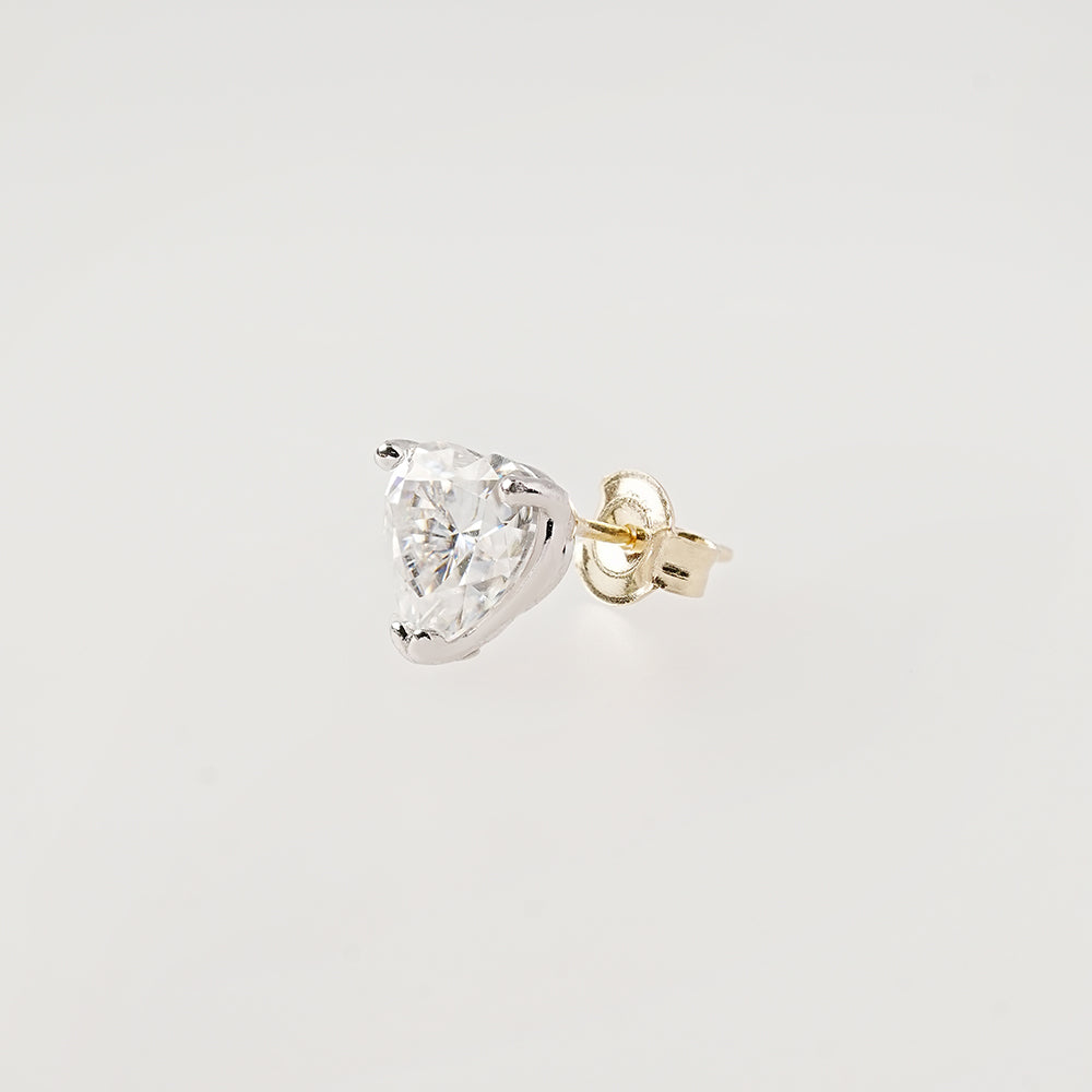 14K Gold Moissanite Glory Heart Stud Earring