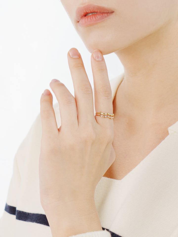 14K 18K Minimi Heart Cubic Layered Ring