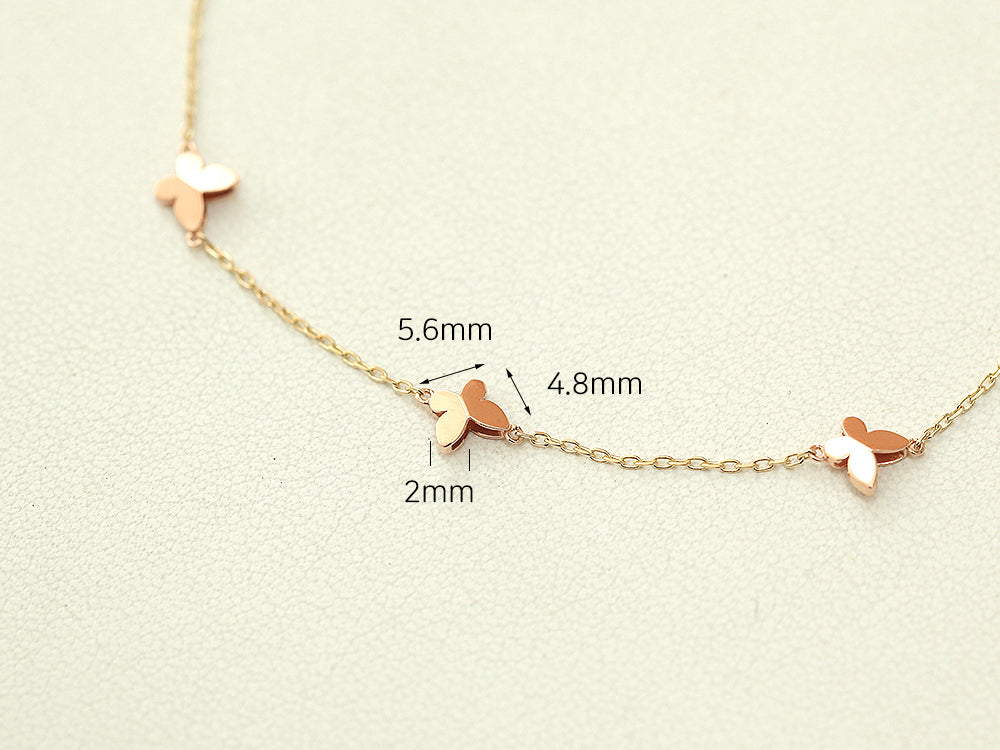 14K 18K Gold Mini Butterfly Anklet Bracelet