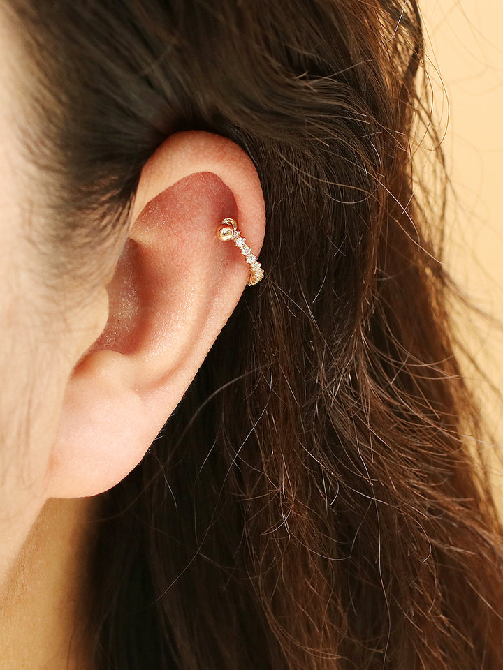 14K Gold Bling Cubic C-Type Conch Piercing