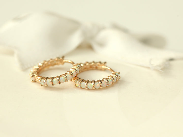 14K Gold Opal cartilage hoop earring