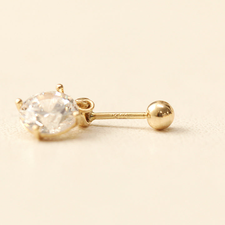 14K Gold Cubic Ball Drop Cartilage Piercing Earring 20G18G16G