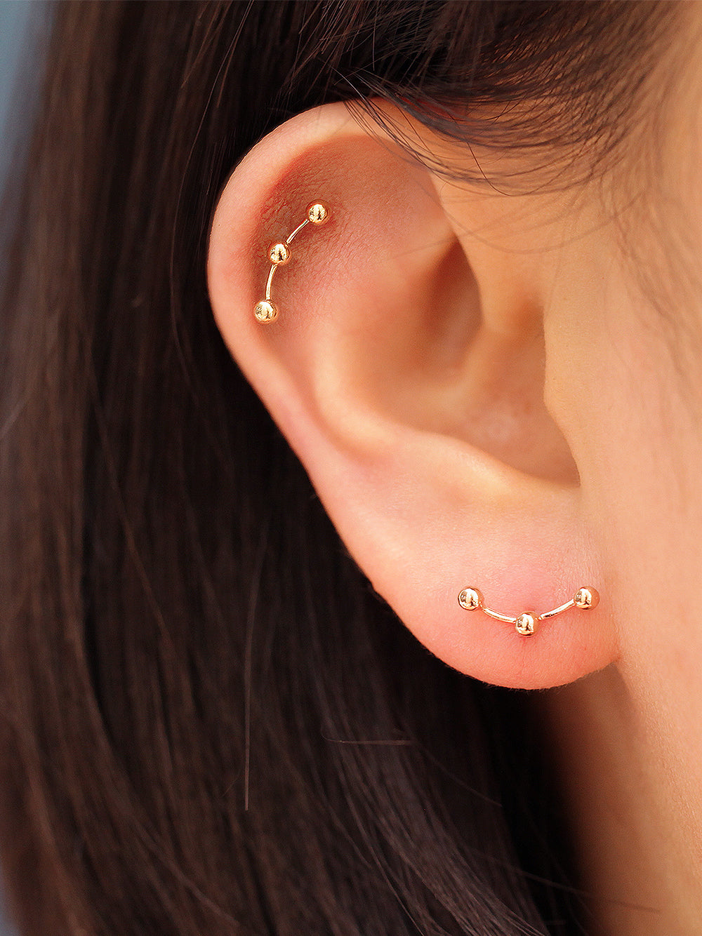 14K Gold Ball Constellation Stud Earring