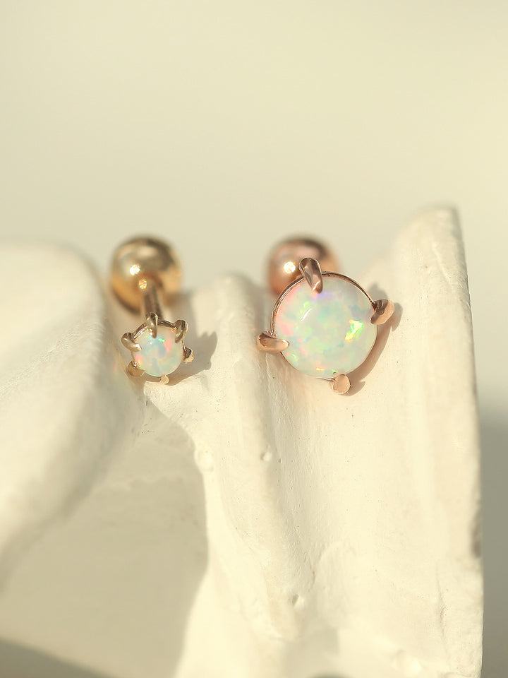 14K Gold Opal Cartilage Earring 18G16G