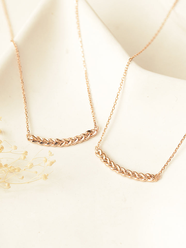 14K 18K Gold Curve Knot Chain Necklace