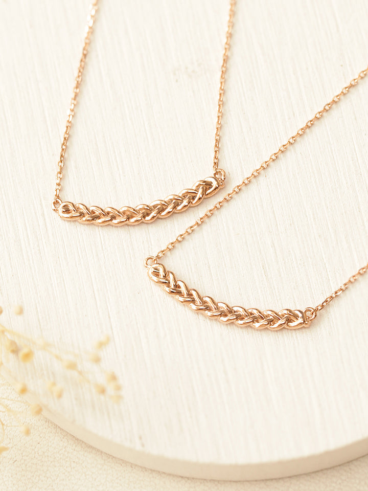 14K 18K Gold Curve Knot Chain Necklace