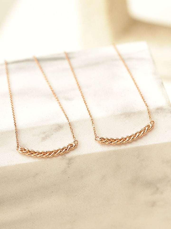 14K 18K Gold Curve Knot Chain Necklace