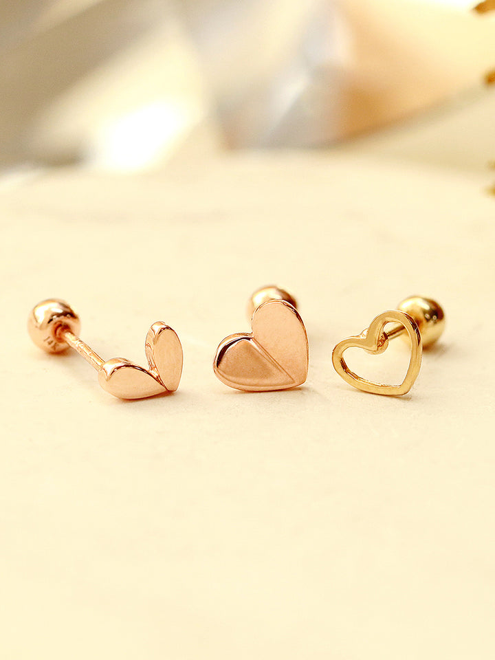 14K Gold Lovely Point Heart Cartilage Earring 20G18G16G