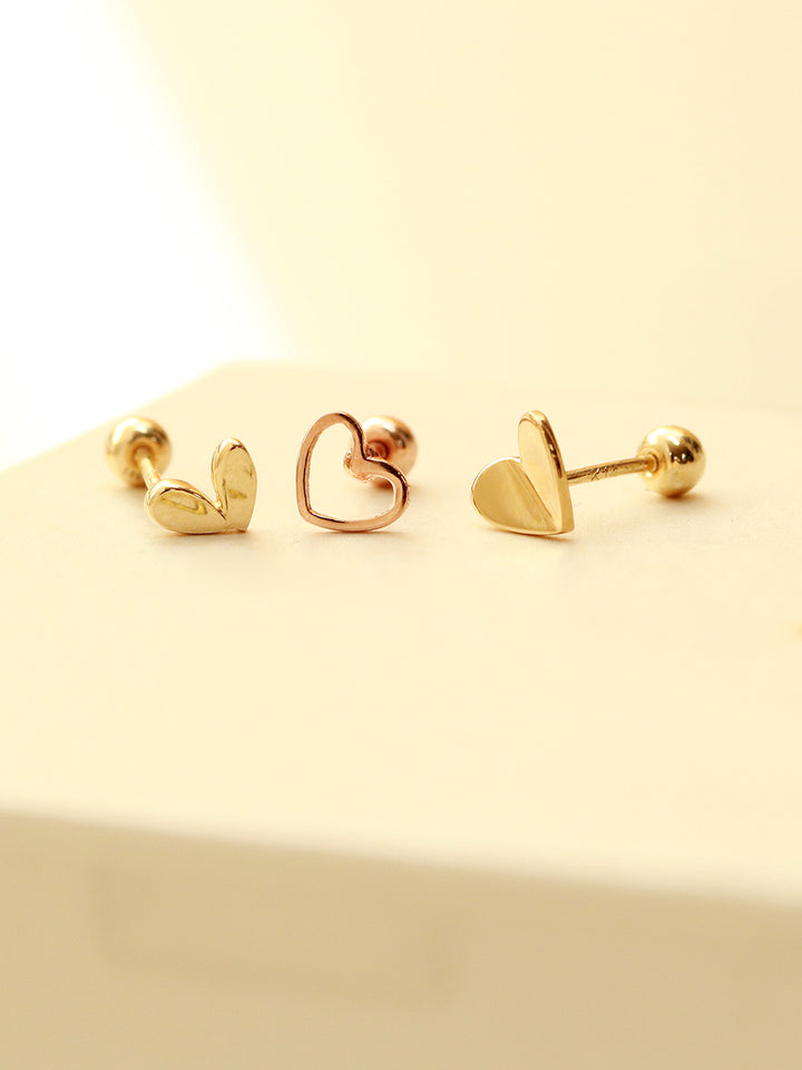 14K Gold Lovely Point Heart Cartilage Earring 20G18G16G