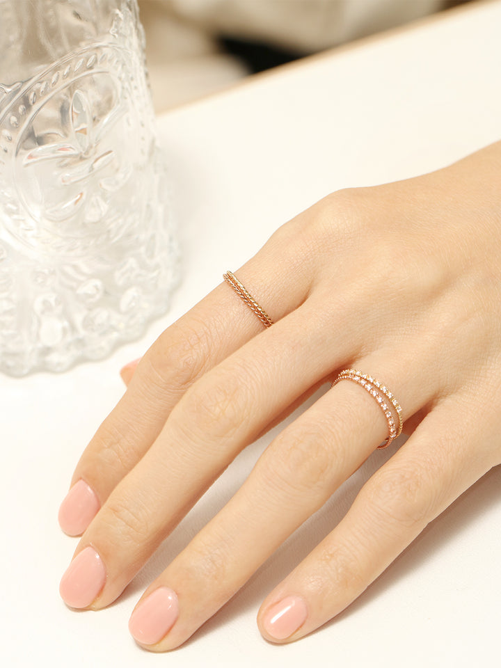 14K 18K Gold Daily Twist Plain Layered Guard Ring