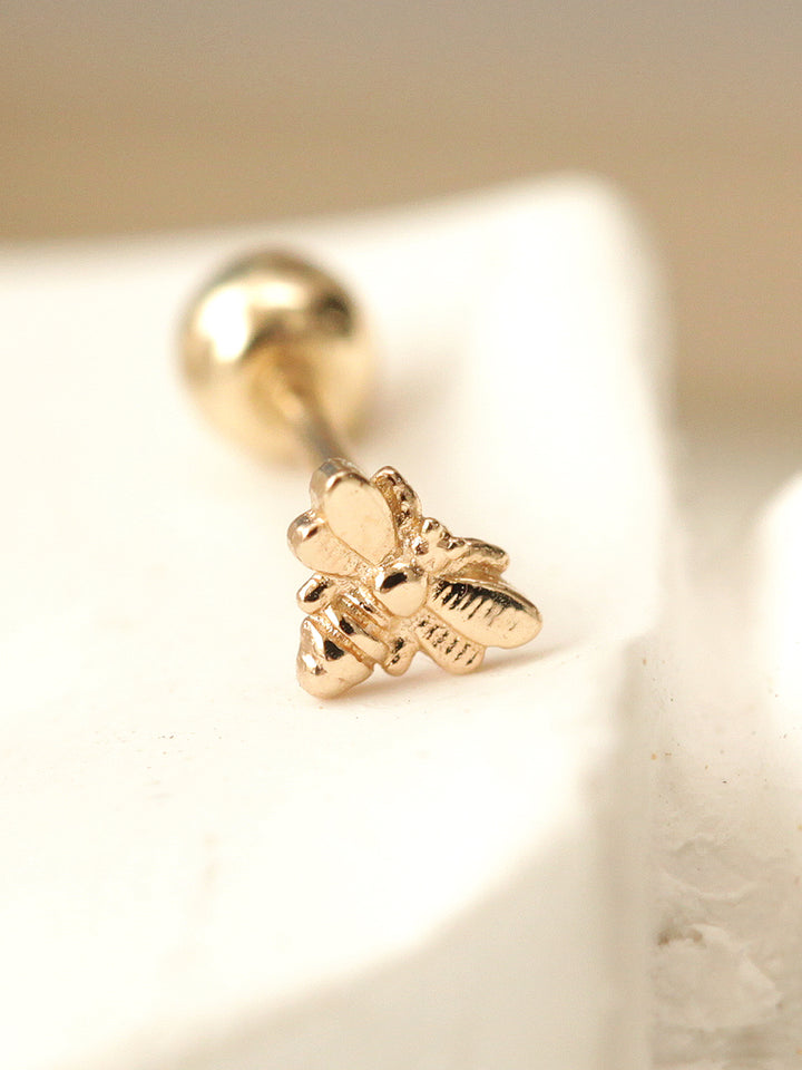 14K Gold Mini Bee Cartilage Earring 20G18G16G