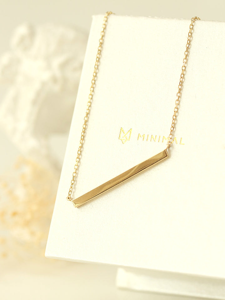 14K 18K Gold Simple Stick Necklace