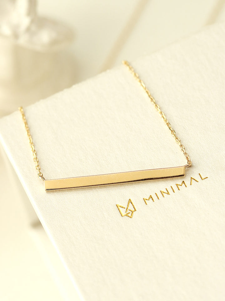 14K 18K Gold Simple Stick Necklace