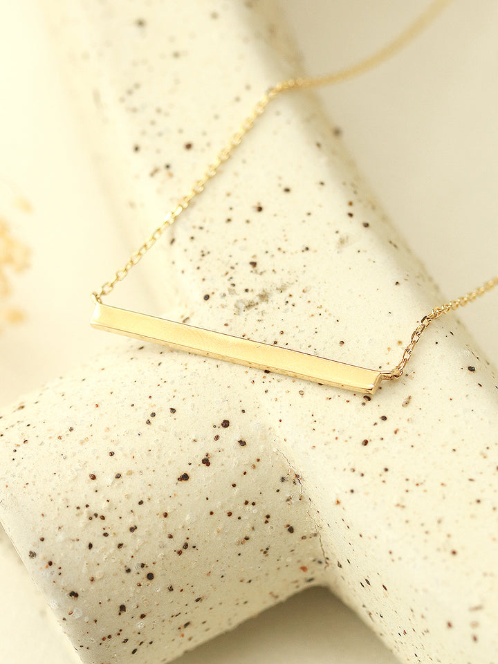 14K 18K Gold Simple Stick Necklace