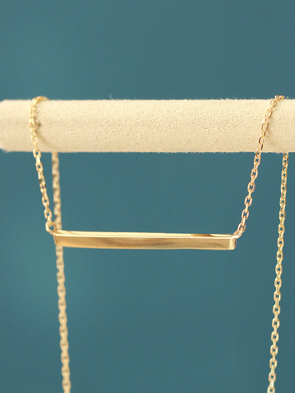 14K 18K Gold Simple Stick Necklace