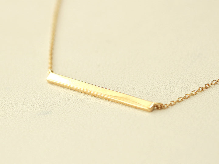 14K 18K Gold Simple Stick Necklace