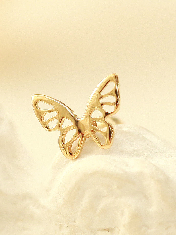 14K Gold Point Butterfly Cartilage Earring 20G18G16G