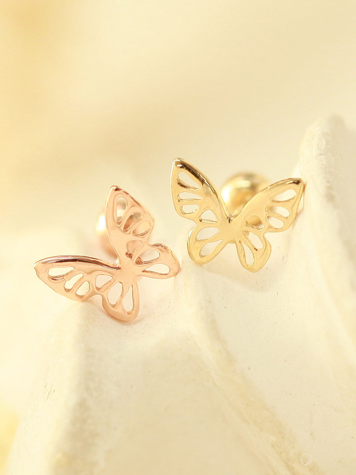 14K Gold Point Butterfly Cartilage Earring 20G18G16G