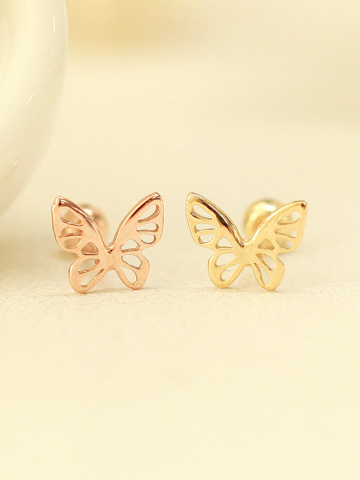 14K Gold Point Butterfly Cartilage Earring 20G18G16G