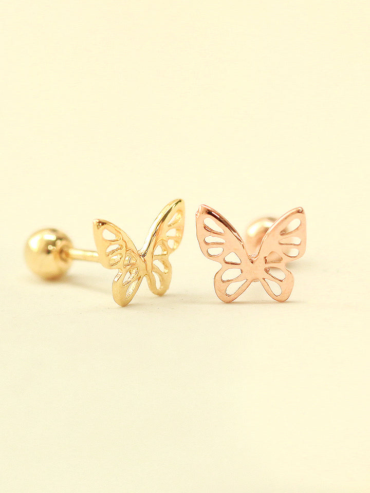 14K Gold Point Butterfly Cartilage Earring 20G18G16G