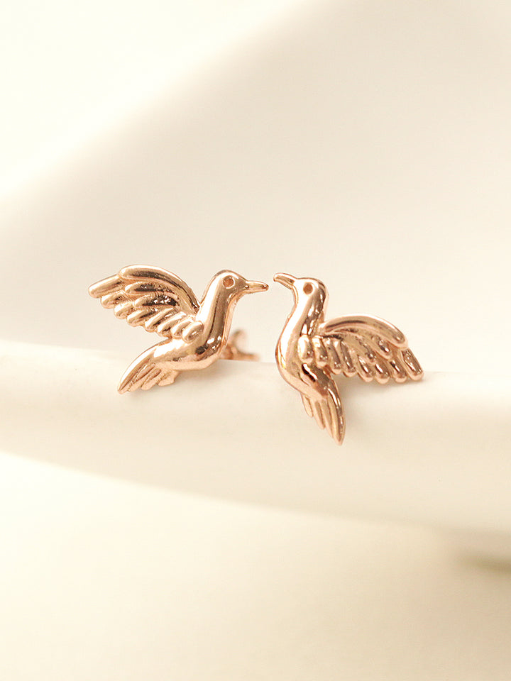 14K Gold Bird Cartilage Earring 18G16G