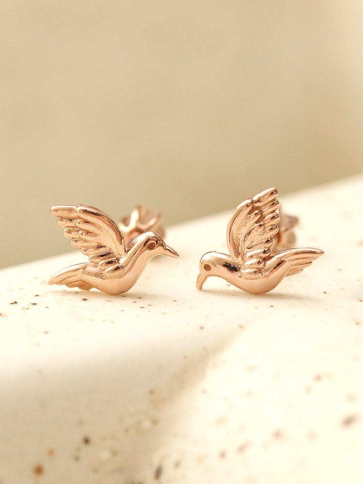 14K Gold Bird Cartilage Earring 18G16G