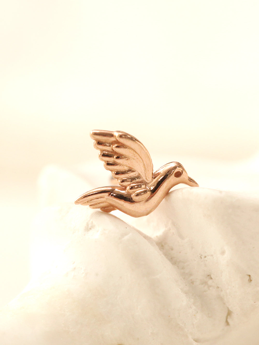 14K Gold Bird Cartilage Earring 18G16G